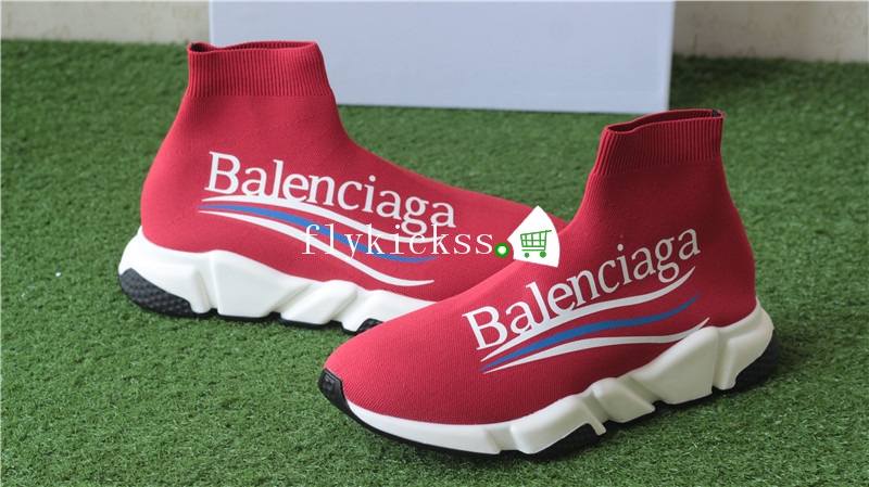 Balenciaga Pattern Speed Trainer Sock Red